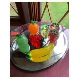 Cristallerie Art Glass Fruit Figurines 7 Pc Set Multicolor Good