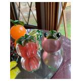 Cristallerie Art Glass Fruit Figurines 7 Pc Set Multicolor Good