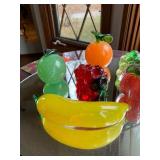 Cristallerie Art Glass Fruit Figurines 7 Pc Set Multicolor Good