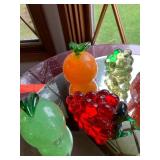 Cristallerie Art Glass Fruit Figurines 7 Pc Set Multicolor Good