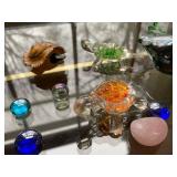 Mixed Miniature Art Glass Animal Figurine Lot Turtle Bird Lobster Decor