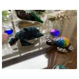 Mixed Miniature Art Glass Animal Figurine Lot Turtle Bird Lobster Decor