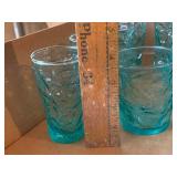 Vintage Lida Milano Aqua Textured Glass Tumblers Set of 11 Mixed Sizes VG