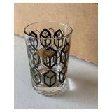 Vintage Mid Century Barware Glass Lot Cubes & Polka Dot Stemware 13 Pc