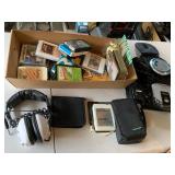 Vintage Portable CD Players & 8-Track Media Lot w/ Headphones Cases