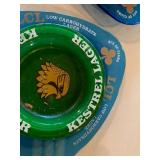Pair of Vintage Beer Advertising Glass Ashtrays LCL Newcastle Kestrel