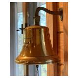 Brass Tone Wall Mount Bell A.D. 2000 Commemorative w Bracket Chain