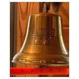 Brass Tone Wall Mount Bell A.D. 2000 Commemorative w Bracket Chain