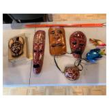 Mixed Decorative Wall Masks Fish Decor & Pottery Purse 7 Piece Set