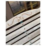 Outdoor Wood Slat Patio Glider Bench Loveseat Metal Frame Weathered