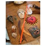 Vintage 11 Pc Global Decor Collection Masks Boomerangs Lantern