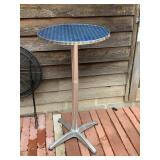 Round Aluminum Pedestal Bistro Table Blue Mosaic Top Patio Table Good