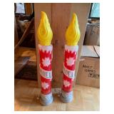 Vintage Pair Noel Blow Mold Candle Christmas Decorations Corded