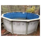 Above Ground Round Swimming Pool w/ Ladder Covers Hoses Approx 15-16 Ft As-Is