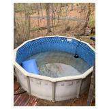 Above Ground Round Swimming Pool w/ Ladder Covers Hoses Approx 15-16 Ft As-Is