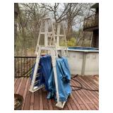 Above Ground Round Swimming Pool w/ Ladder Covers Hoses Approx 15-16 Ft As-Is