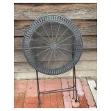 Round Metal Folding Patio Side Table Mesh Top