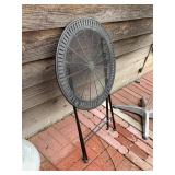 Round Metal Folding Patio Side Table Mesh Top