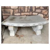 Decorative Faux Stone Resin Outdoor Garden Bench Curved Shell Cracked