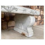 Decorative Faux Stone Resin Outdoor Garden Bench Curved Shell Cracked