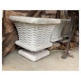 Lot 3 Sculpture Square Concrete Basket Weave Planters Patina