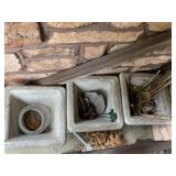 Lot 3 Sculpture Square Concrete Basket Weave Planters Patina