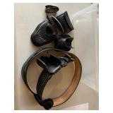 Black Basketweave Leather Police Duty Belt Gear Lot w Handcuff Case