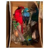 Huge Vintage Christmas Ornament Lot Intl Silver Spunglass Birds Boxed Mixed