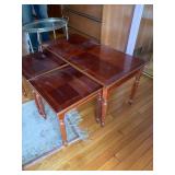 Vintage Mahogany Finish Nesting Tables Set of 3 Inlaid Brass Trim Good