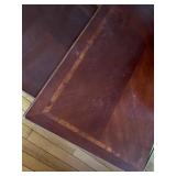 Vintage Mahogany Finish Nesting Tables Set of 3 Inlaid Brass Trim Good