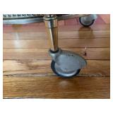 Vintage 2-Tier Oval Glass Tea Cart Trolley Metal Frame Casters