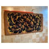 Vintage 1970s Floral Shag Accent Rug Brown Orange