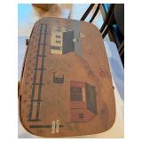 Handwoven Picnic Basket Folk Art Lid Hinged White Insert Signed