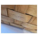 Handwoven Picnic Basket Folk Art Lid Hinged White Insert Signed