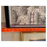 Set of 3 Framed Wall Art Prints Cutty Sark Stag Northumbrie Map