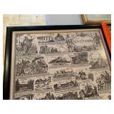 Set of 3 Framed Wall Art Prints Cutty Sark Stag Northumbrie Map