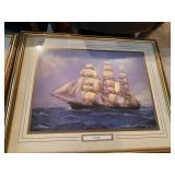 Set of 3 Framed Wall Art Prints Cutty Sark Stag Northumbrie Map