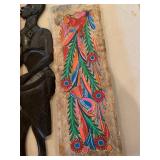 Vintage Polynesian Decor Lot Carved Wood Figures Tapa Art Grass Skirt