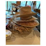 Mixed Straw Hat & Florida Flip Flop Lot Beach Tropical Costume Decor