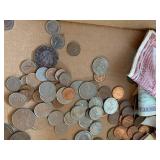 Mixed World Coins & Foreign Banknotes Estate Lot 100+ Pieces Circulated