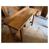 Vintage Wood Workbench w/ Columbian No. 6C Vise & Shelf Good
