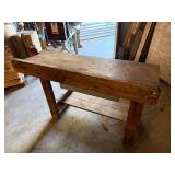 Vintage Wood Workbench w/ Columbian No. 6C Vise & Shelf Good
