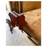 Vintage Wood Workbench w/ Columbian No. 6C Vise & Shelf Good