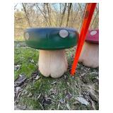 Pair Mushroom Garden Stools Painted Resin Outdoor Seats 13 in