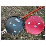 Pair Mushroom Garden Stools Painted Resin Outdoor Seats 13 in