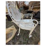 Vintage Wrought Iron Patio Chair & Table Base White Garden Set