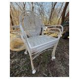 Vintage Wrought Iron Patio Chair & Table Base White Garden Set