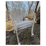 Vintage Wrought Iron Patio Chair & Table Base White Garden Set