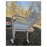 Vintage Wrought Iron Patio Chair & Table Base White Garden Set