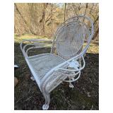 Vintage Wrought Iron Patio Chair & Table Base White Garden Set